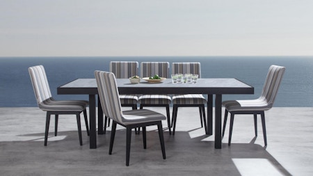 Invini Black 7-piece Outdoor Ceramic Dining Set With Kroes Chairs