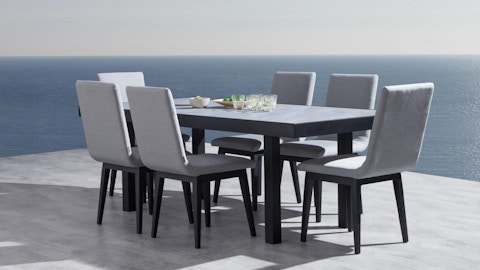 Invini Black 7-piece Outdoor Ceramic Dining Set With Kroes Chairs 4 Thumbnail