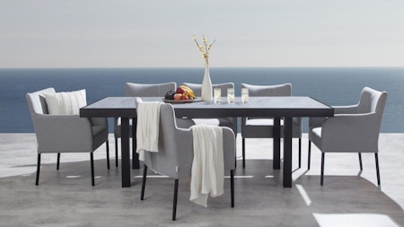 Invini Black 7-piece Outdoor Ceramic Dining Set With Hadid Chairs