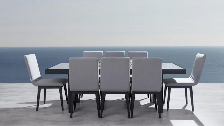 Invini Black 9-piece Outdoor Ceramic Dining Set With Kroes Chairs
