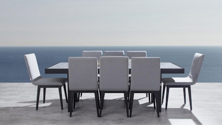 Invini Black 9-piece Outdoor Ceramic Dining Set With Kroes Chairs