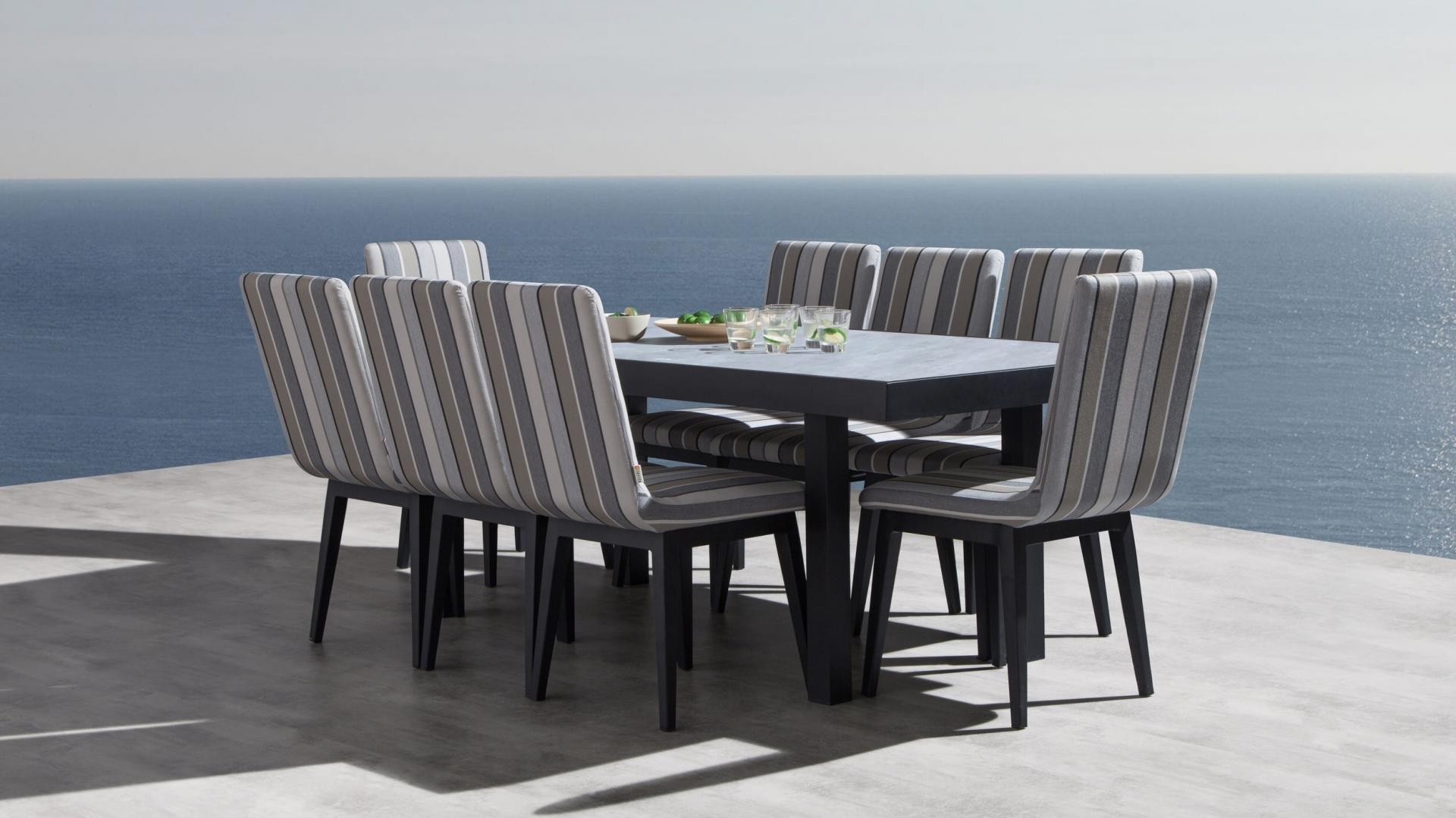 Invini Black 9-piece Outdoor Ceramic Dining Set With Kroes Chairs 4 Thumbnail