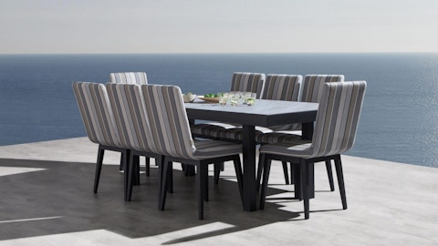 Invini Black 9-piece Outdoor Ceramic Dining Set With Kroes Chairs 4 Thumbnail