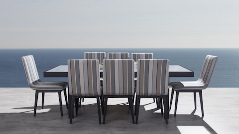 Invini Black 9-piece Outdoor Ceramic Dining Set With Kroes Chairs 4 Thumbnail