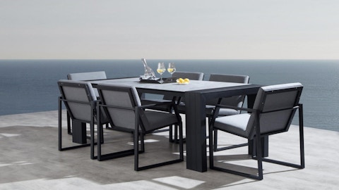 Hadid 7-piece Outdoor Ceramic Dining Set With Invini Chairs 2 Thumbnail