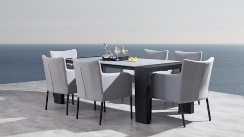 Hadid 7-piece Outdoor Ceramic Dining Set 2