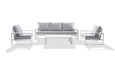 Riviera White Outdoor Lounge Set 3+1+1 With Coffee Table 5 Thumbnail