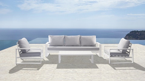Riviera White Outdoor Lounge Set 3+1+1 With Coffee Table 5 Thumbnail