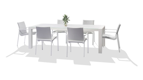 Santa Monica White 7-piece Outdoor Dining Set With Santa Monica White Chairs 4