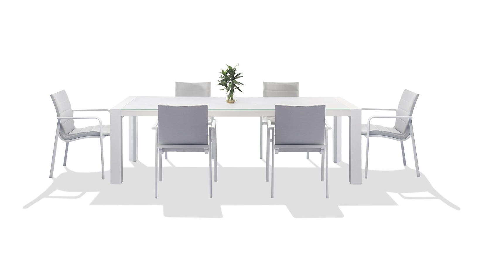 Santa Monica White 7-piece Outdoor Dining Set With Santa Monica White Chairs 7 Thumbnail