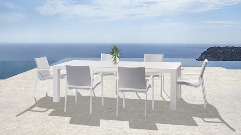 Santa Monica White 7-piece Outdoor Dining Set With Santa Monica White Chairs 2