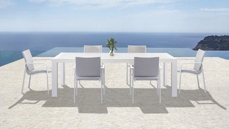 Santa Monica White 7-piece Outdoor Dining Set With Santa Monica White Chairs