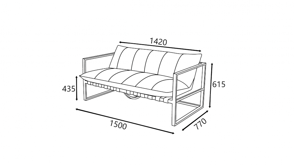 Reef Outdoor Two Seat Sofa Diagram