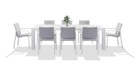 Santa Monica White 9-piece Outdoor Dining Set With Santa Monica White Chairs 2