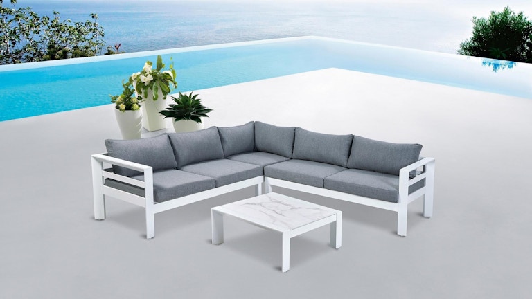 Springfield White Outdoor Corner Lounge with Coffee Table