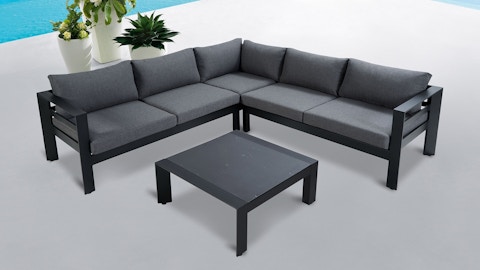 Springfield Black Outdoor Corner Lounge With Coffee Table 5 Thumbnail
