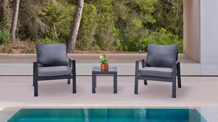 Selby Black Outdoor Lounge Set 1+1 With Coffee Table