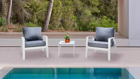 Selby White Outdoor Lounge Set 1+1 With Coffee Table