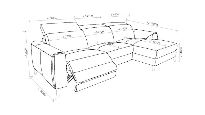 Carlsten Fabric Recliner Chaise Lounge Diagram
