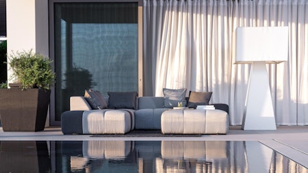 Bale Outdoor Chaise Lounge With Ottoman