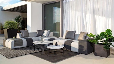 Bale Outdoor Chaise Lounge With Ottoman And Nested Coffee Tables