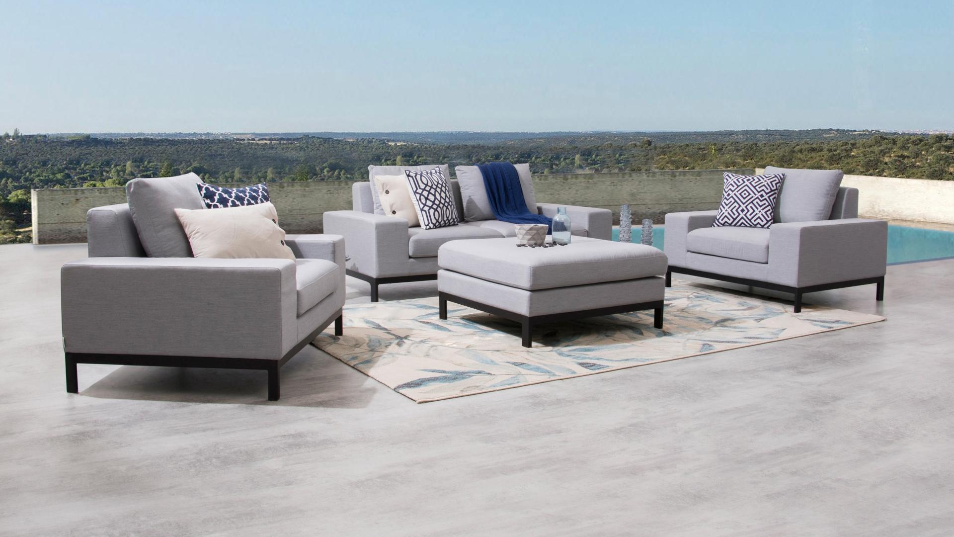 Jervis Outdoor Fabric Sofa Suite 2 + 1 + 1 With Ottoman 7 Thumbnail