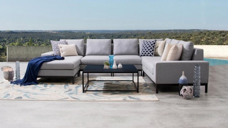 Jervis Outdoor Fabric Modular Lounge With Coffee Table