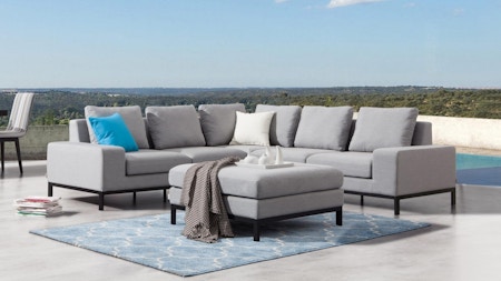 Jervis Outdoor Fabric Corner Lounge With Ottoman