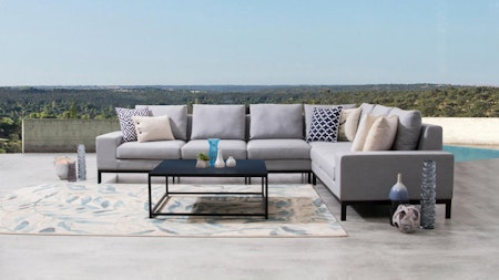 Jervis Outdoor Fabric L Shaped Lounge With Coffee Table