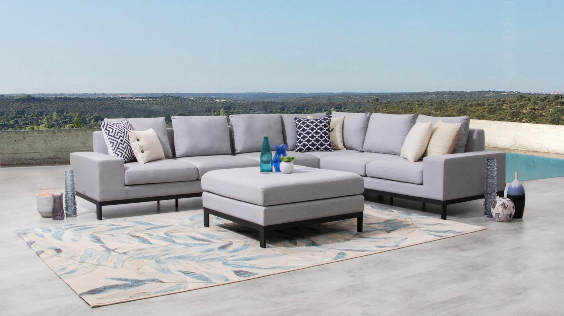 Jervis Outdoor Fabric L Shaped Lounge With Ottoman Lavita Outdoor