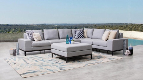 Jervis Outdoor Fabric L Shaped Lounge With Ottoman 6 Thumbnail