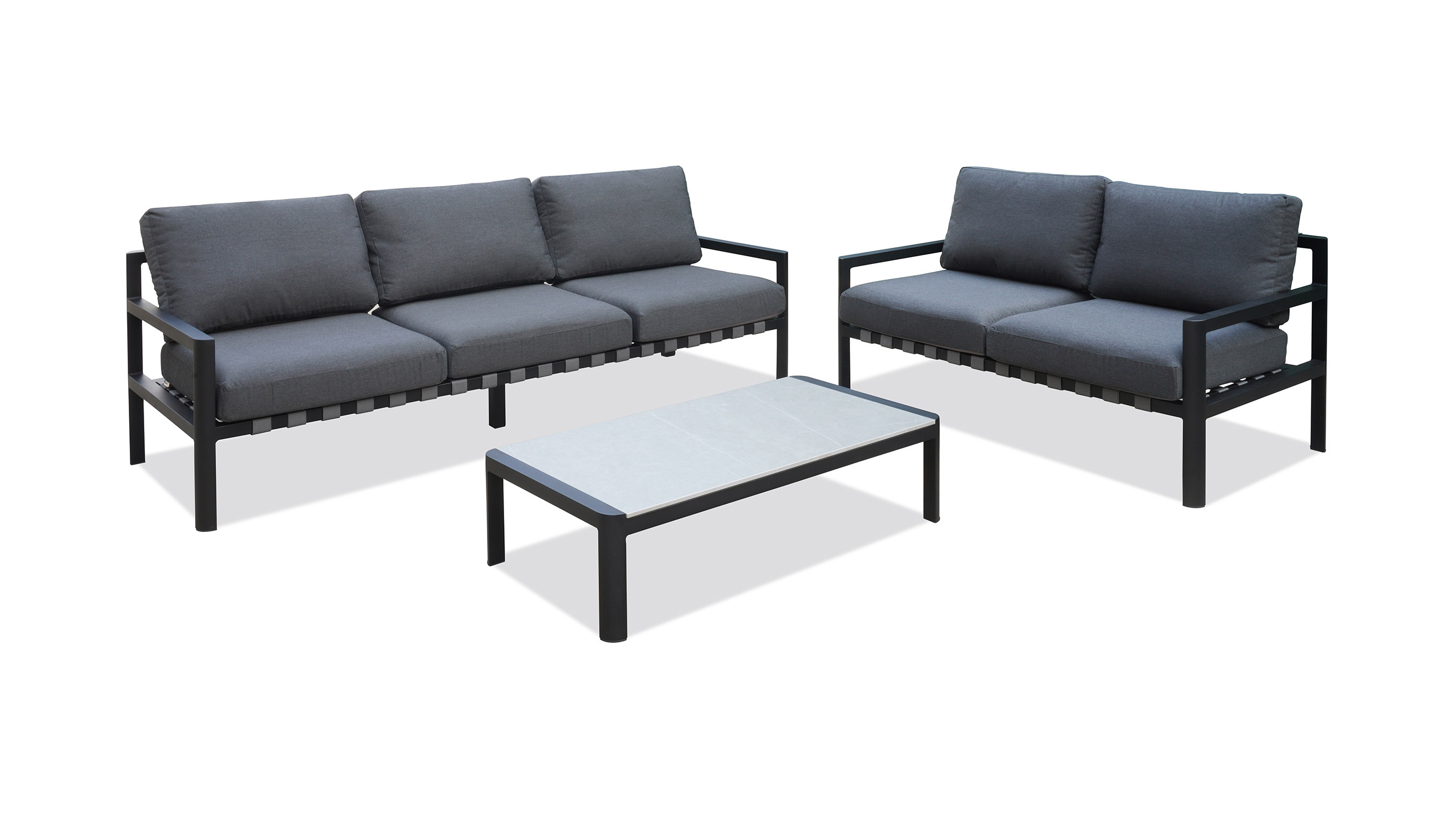 Manly Black Outdoor Sofa Suite 3 + 2 With Coffee Table 7 Thumbnail