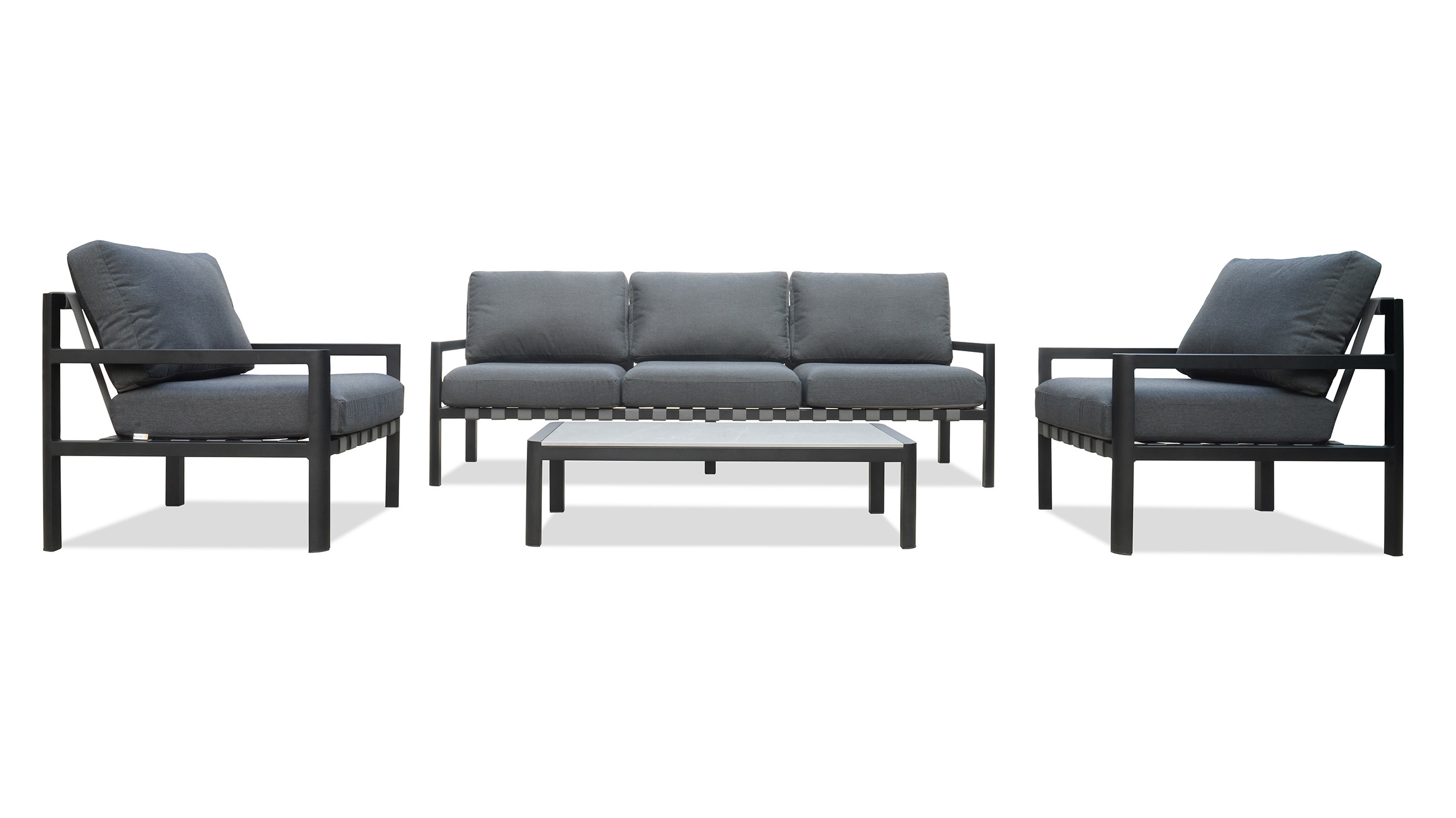 Manly Black Outdoor Sofa Suite 3 + 1 + 1 With Coffee Table Lavita Outdoor