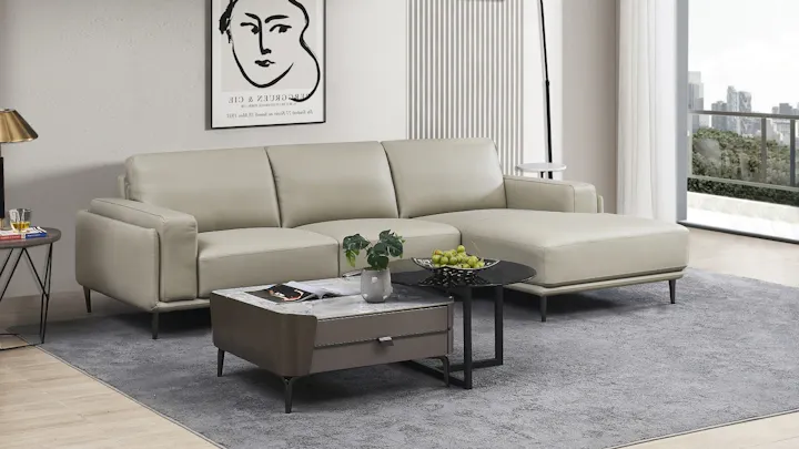 Arlo Leather Chaise Lounge Option A