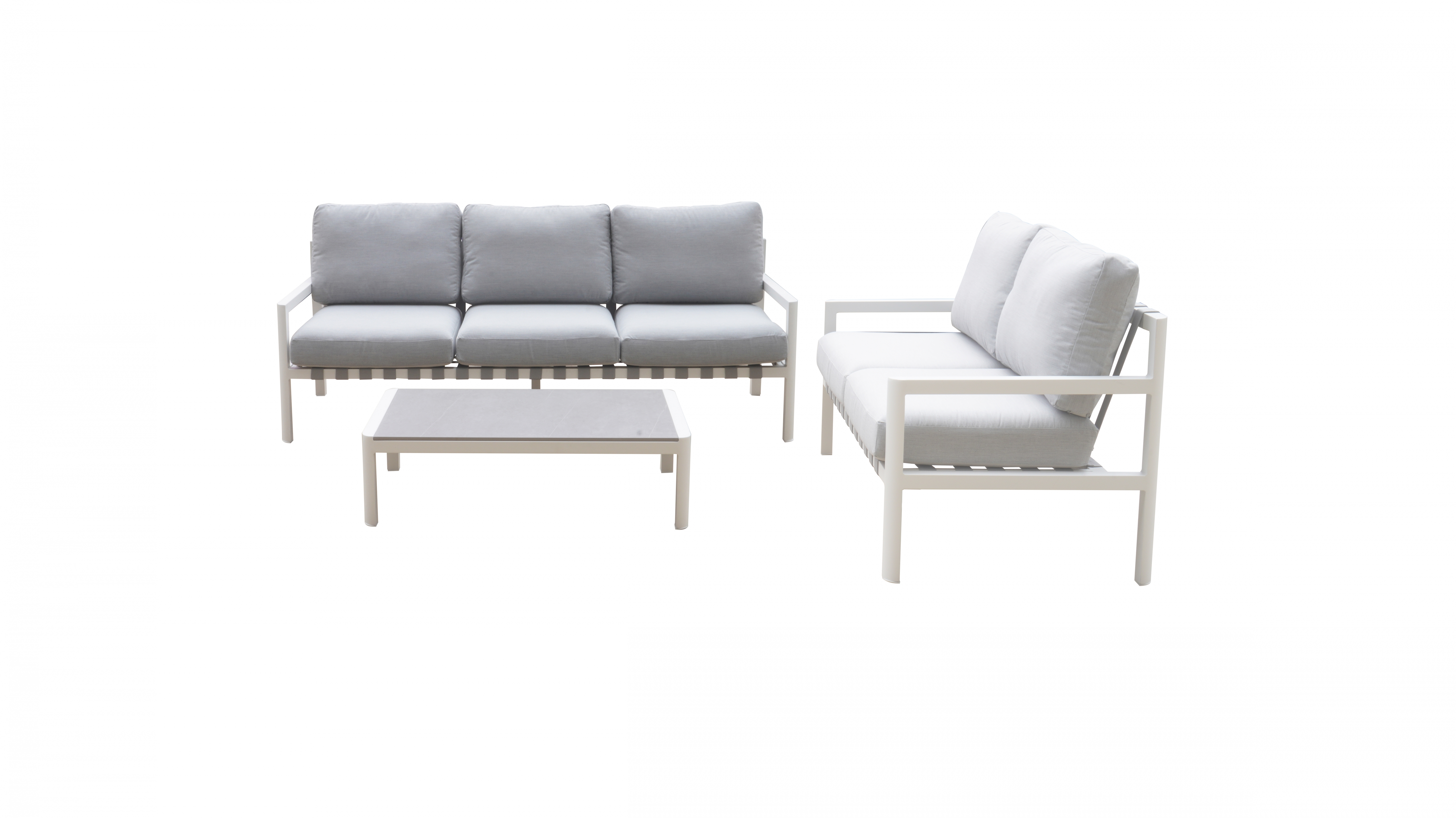 Manly White Outdoor Sofa Suite 3 + 2 With Coffee Table 7 Thumbnail