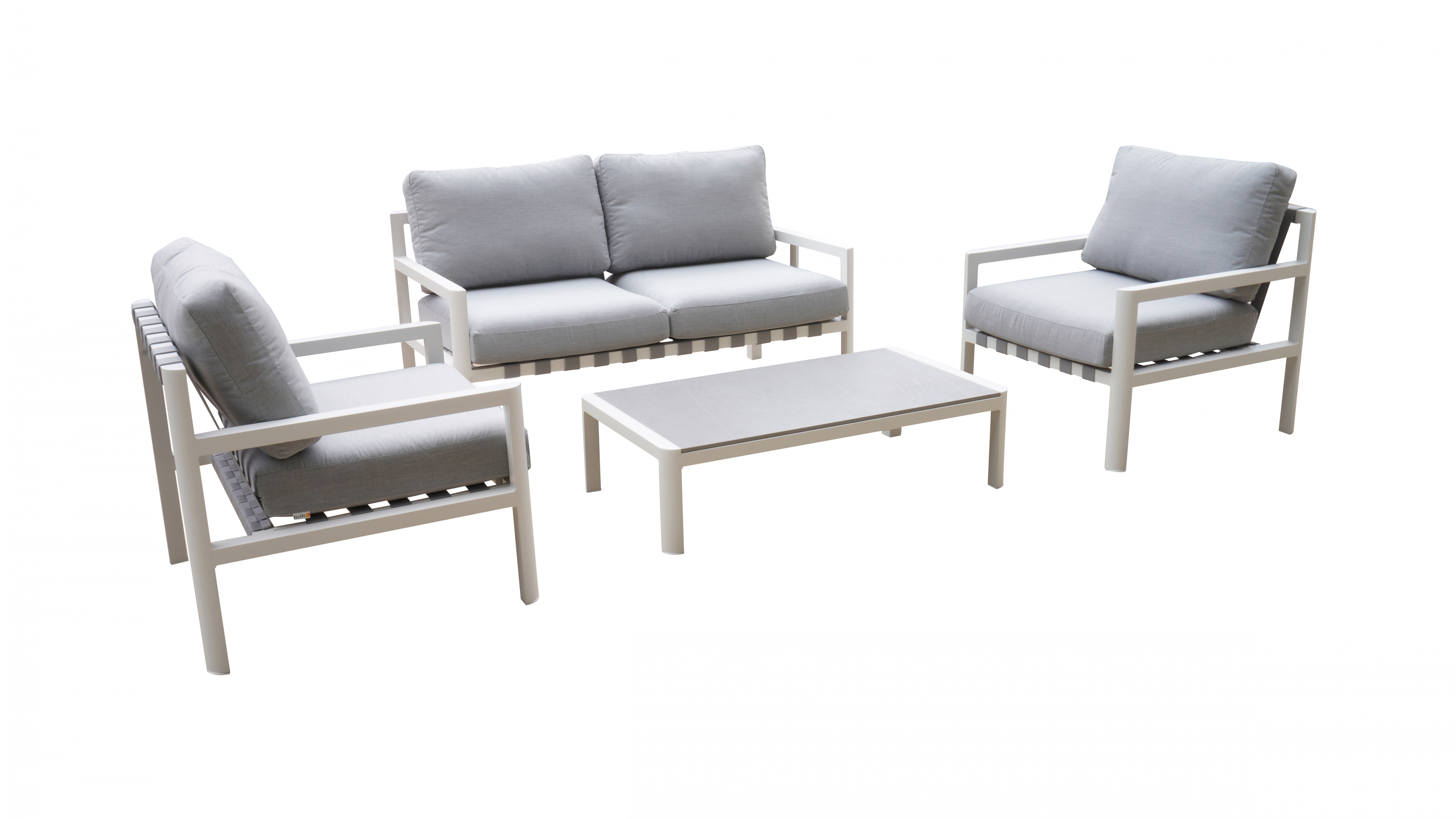 Manly White Outdoor Sofa Suite 2 + 1 + 1 With Coffee Table 3 Thumbnail