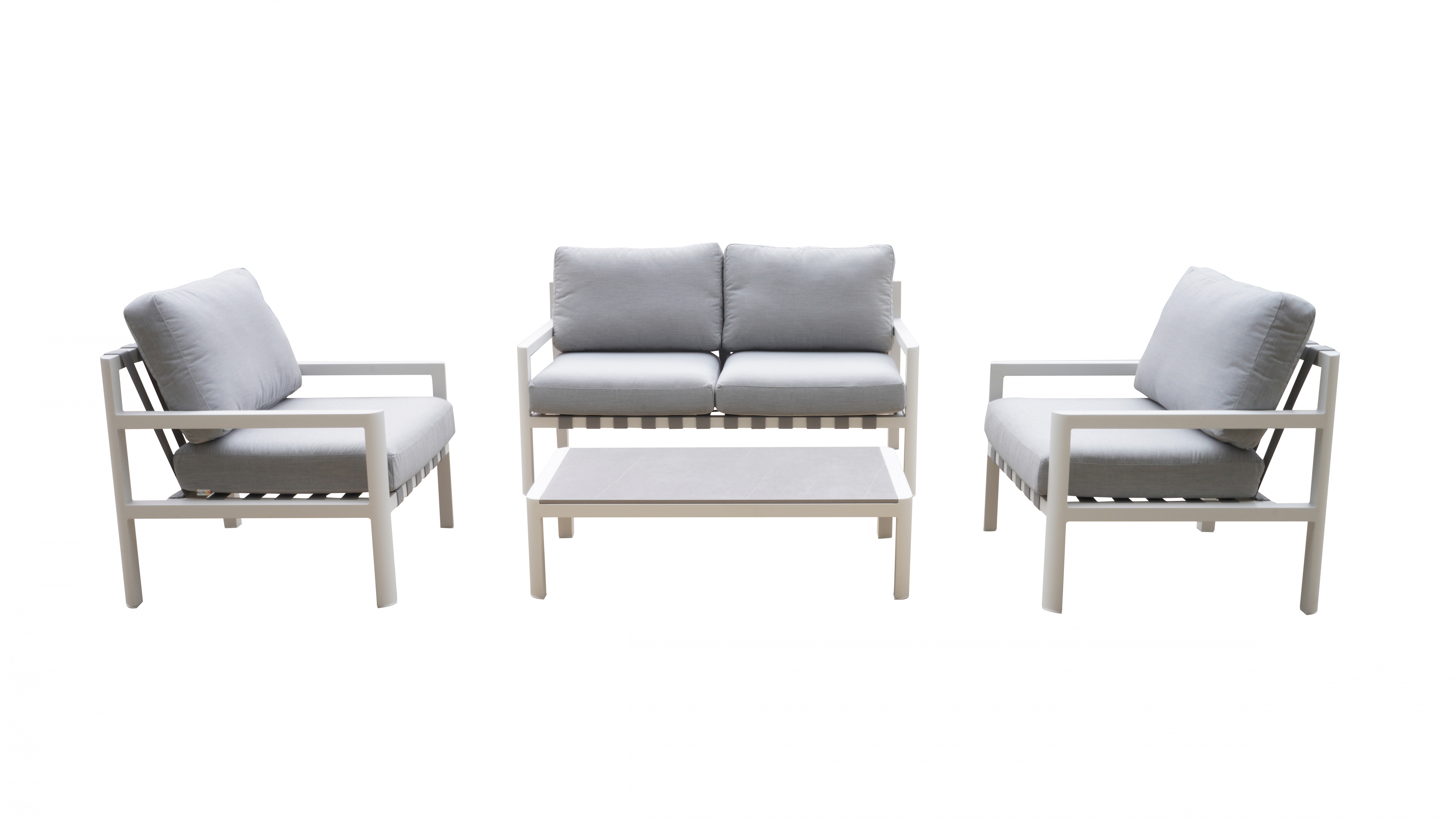 Manly White Outdoor Sofa Suite 2 + 1 + 1 With Coffee Table 3 Thumbnail