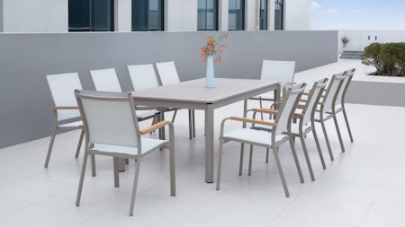 Wentworth Taupe 11-piece Outdoor Extendable Dining Set With Wentworth Chairs