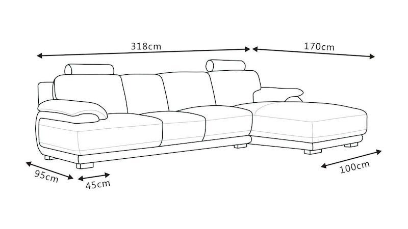 Juliet Leather Chaise Lounge Option C Diagram