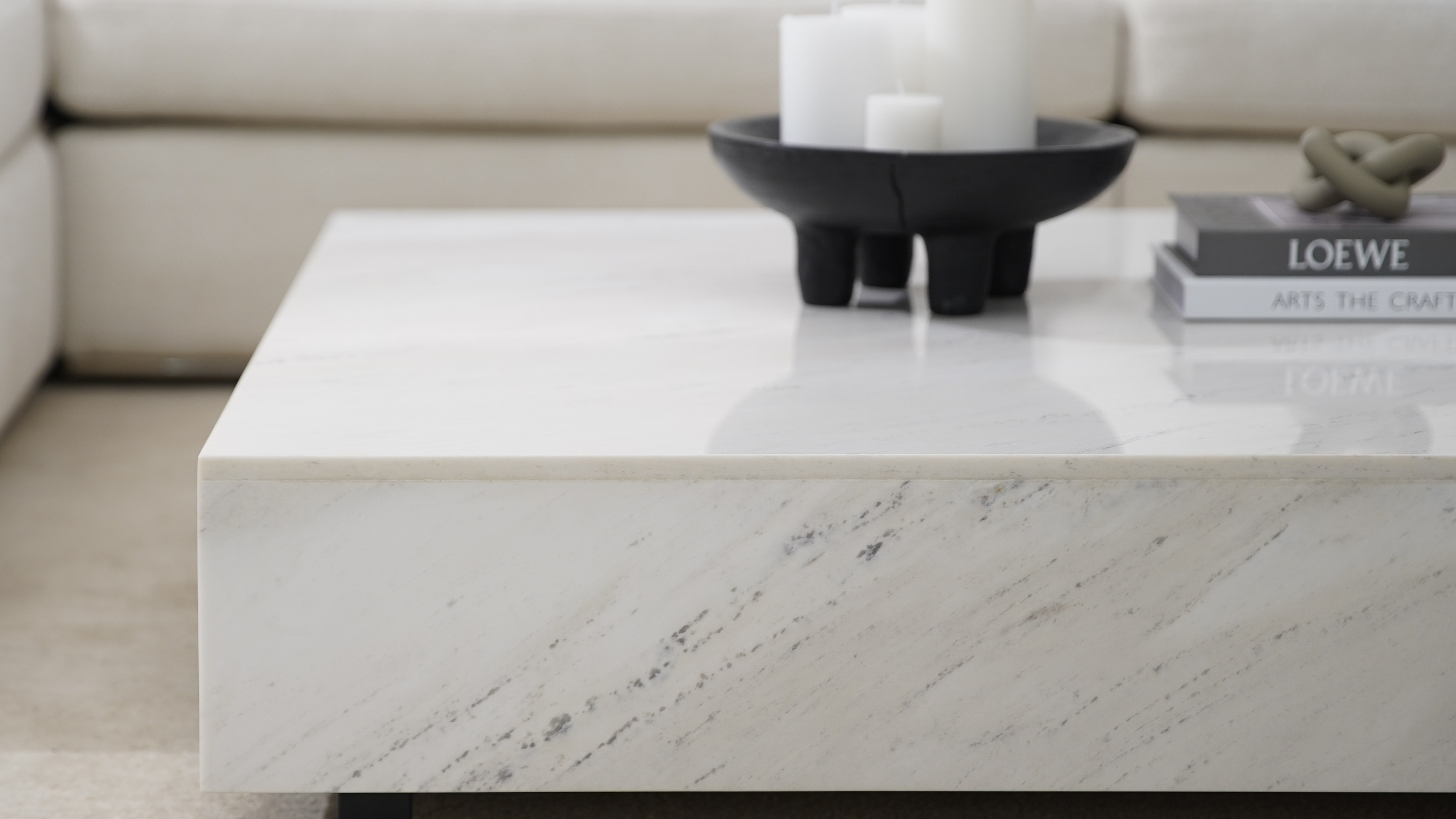 Artisan White Carrara Marble Coffee Table 10 Thumbnail