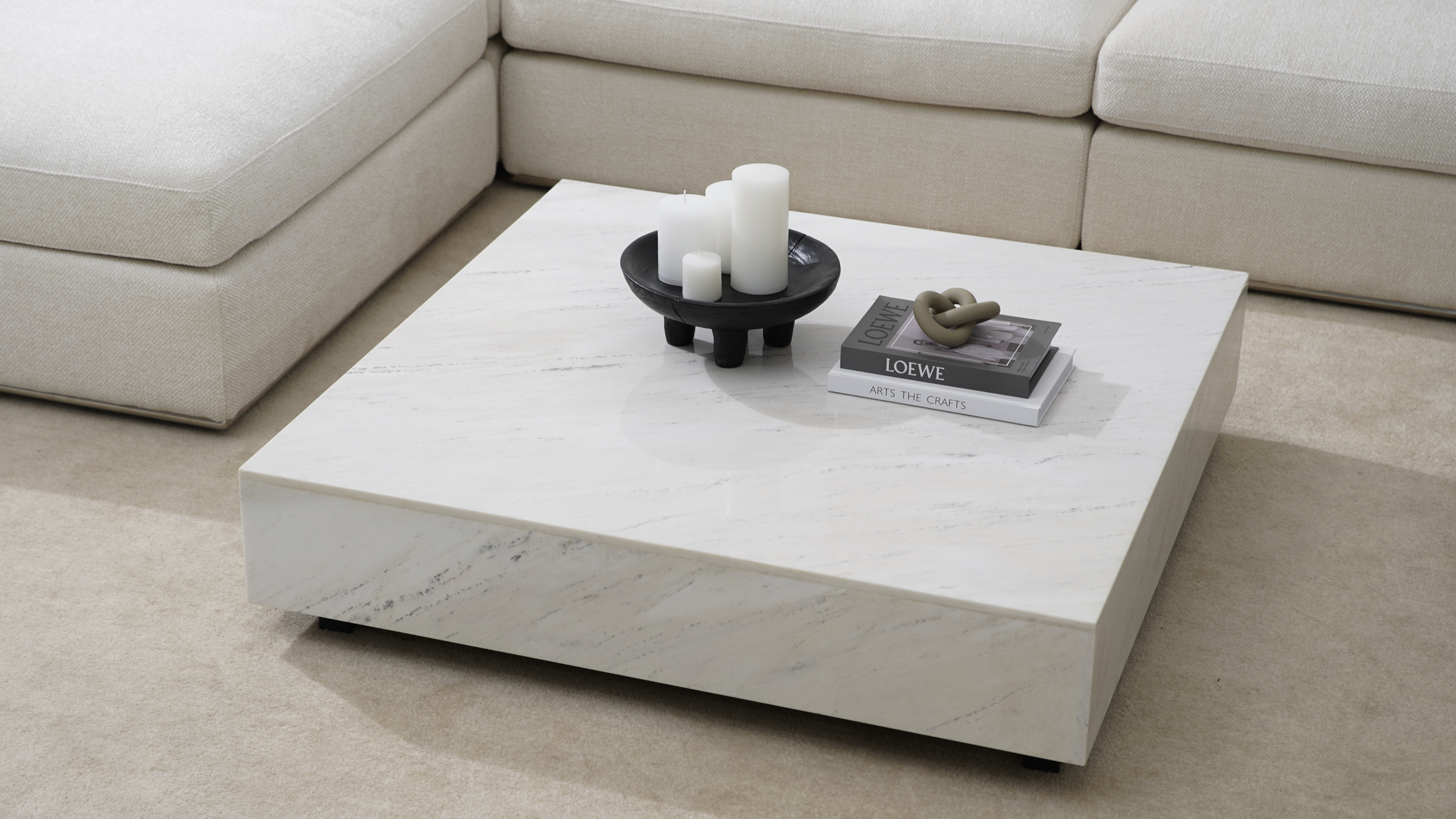 Artisan White Carrara Marble Coffee Table 10 Thumbnail