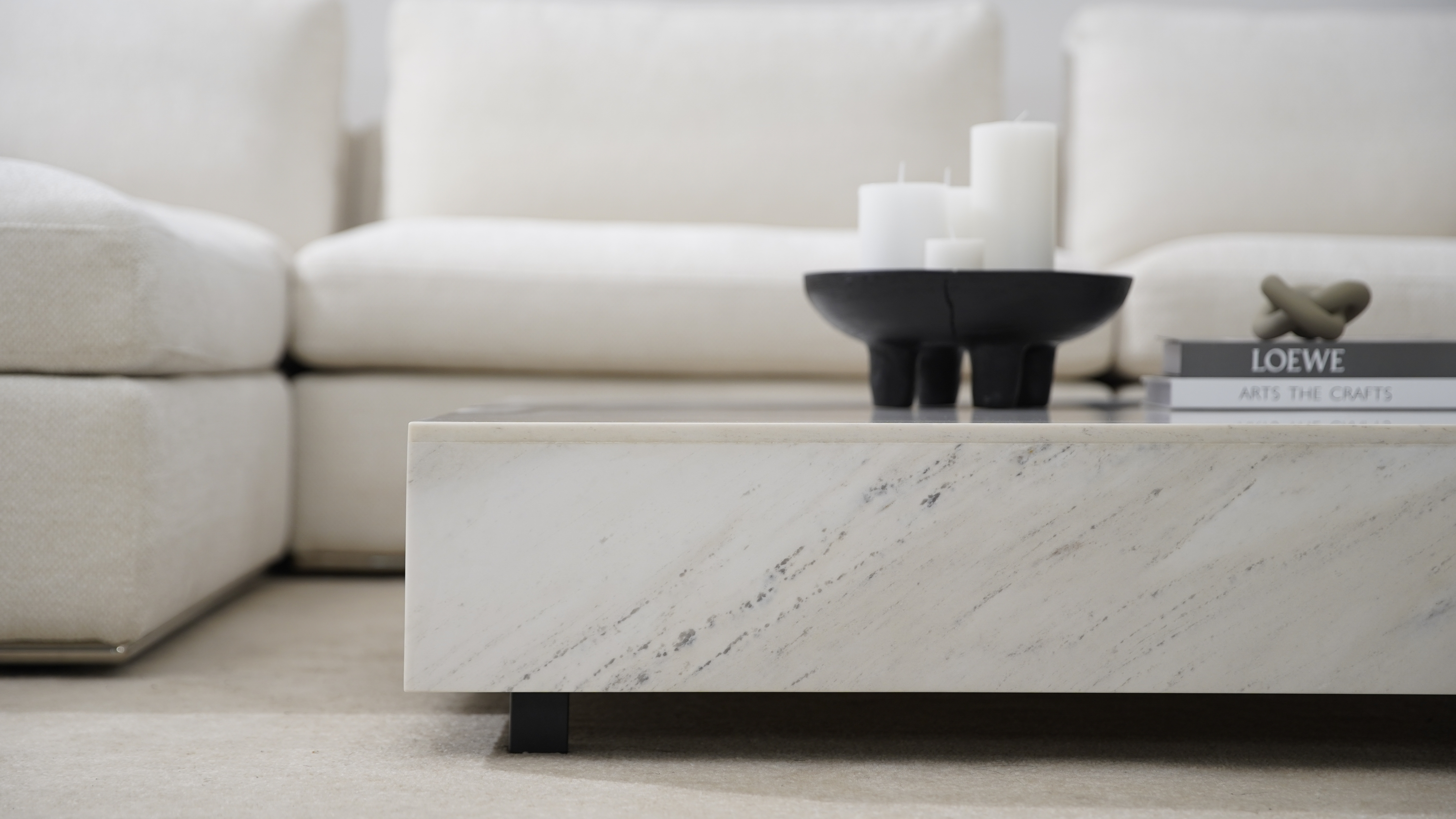Artisan White Carrara Marble Coffee Table 10 Thumbnail