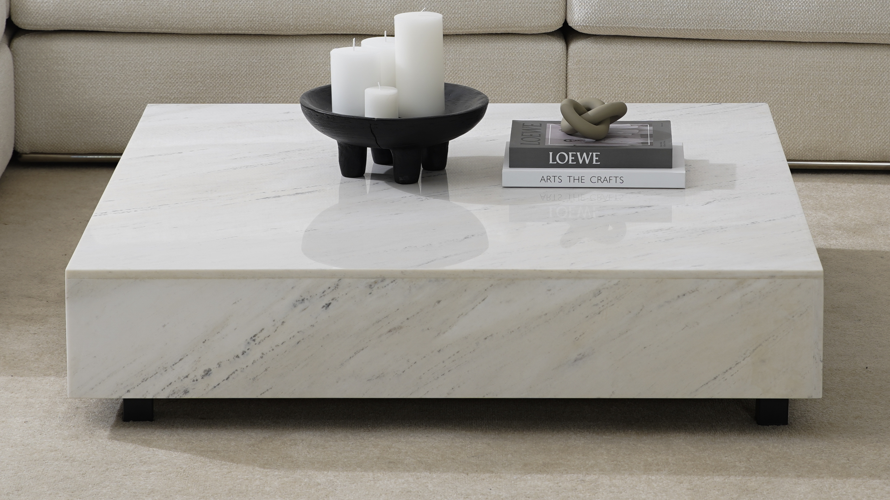 Artisan White Carrara Marble Coffee Table