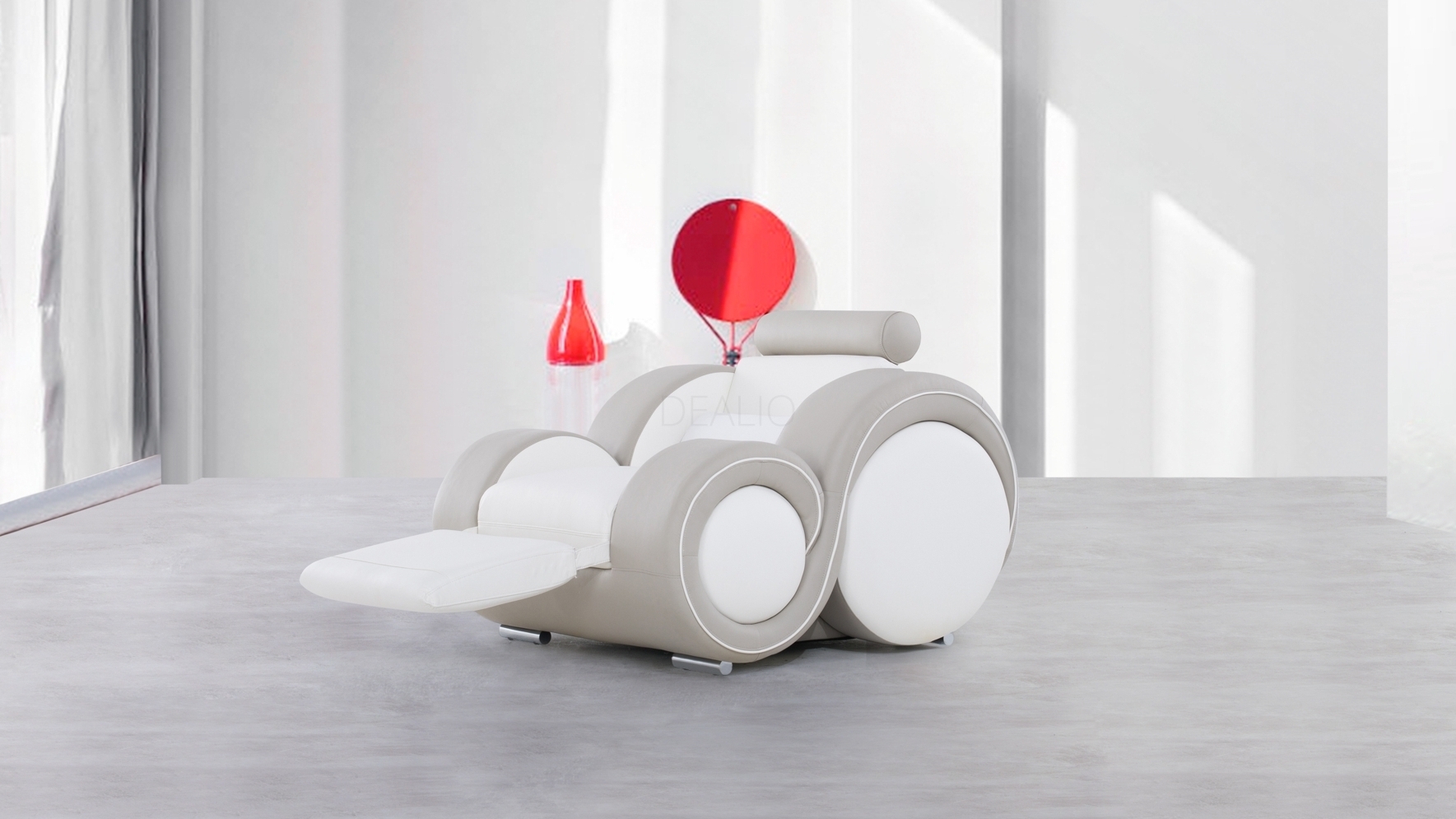 UNWIND Leather Armchair (Material: Leather + Match, Main Colour: Standard Black, Minor Colour: Standard Orange - SKU407975) 2