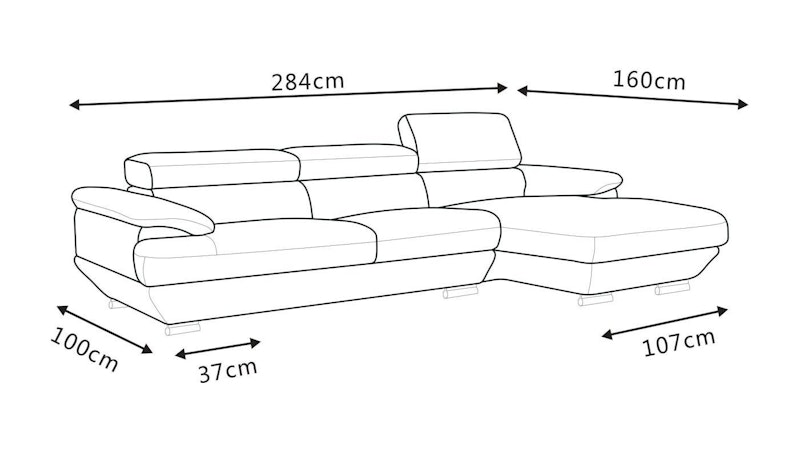 Lexington Leather Chaise Lounge Option A Diagram