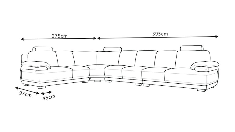 Juliet Leather Corner Lounge Option C Diagram