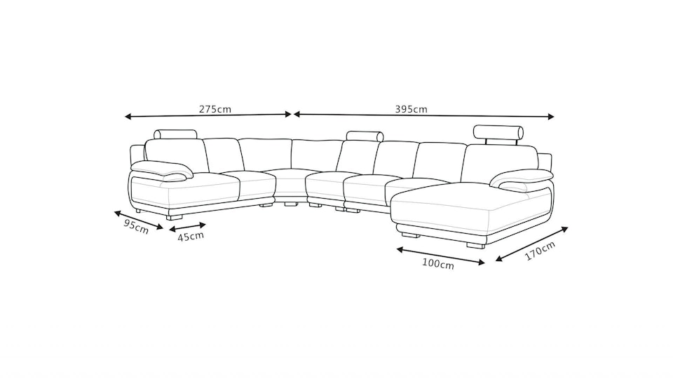 Juliet Leather Modular Lounge Option B Diagram