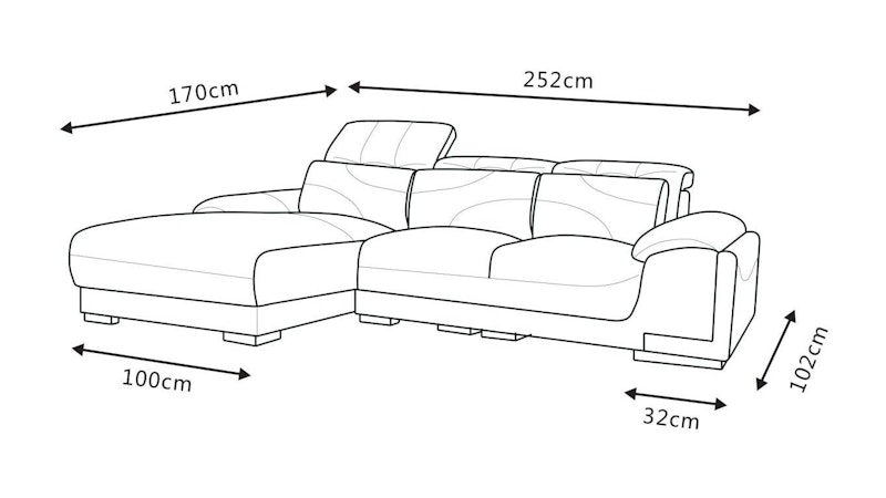 Bronte Leather Chaise Lounge Option A Diagram