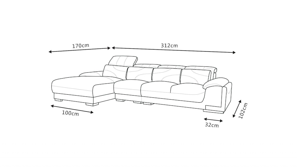 Bronte Leather Chaise Lounge Option B Diagram