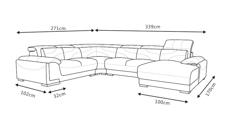 Bronte Leather Modular Lounge Option A Diagram